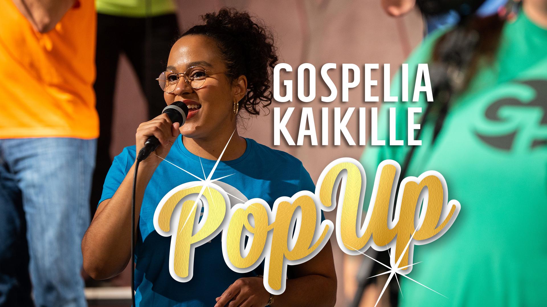 Pop Up Gospelia kaikille -tapahtuma Meilahden kirkon patiolla la 12.6. klo 13-15 Kuvassa teksti